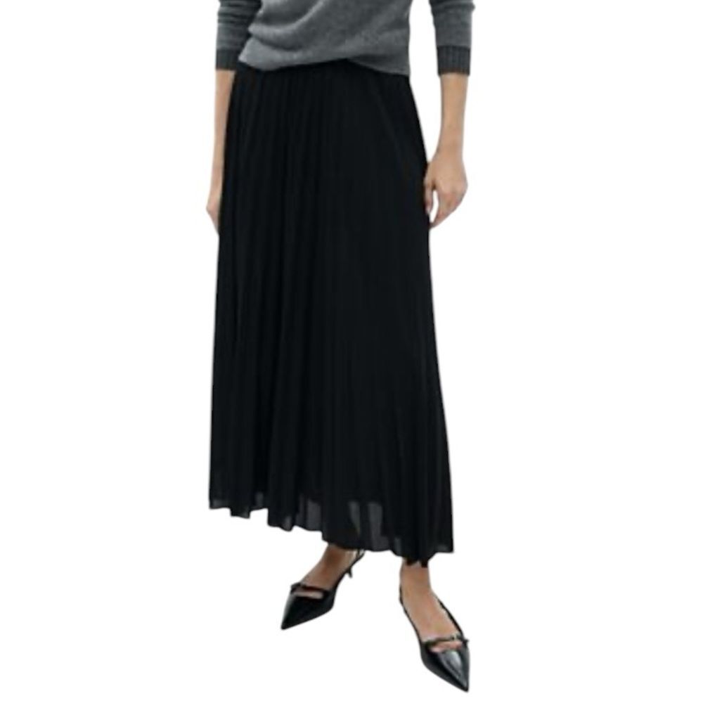 90’s Crinkled Broom Stick Skirt Black Maxi Pull On Closet Staple Classic Witchy